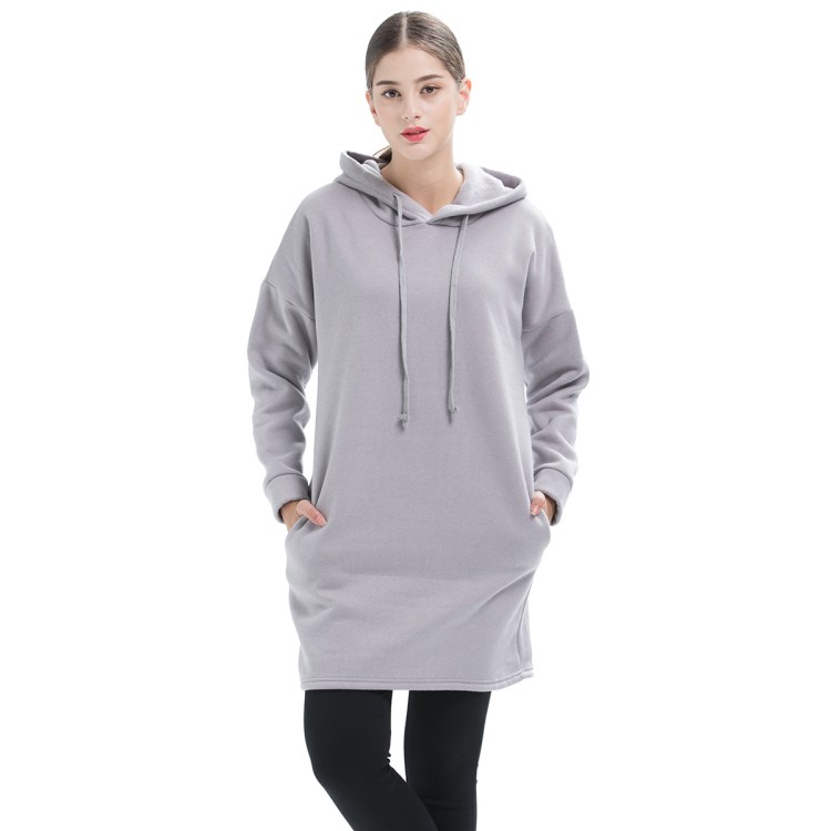 2018秋冬新款歐美時尚連帽衛衣長款色長袖絨外套經典百搭JR7149