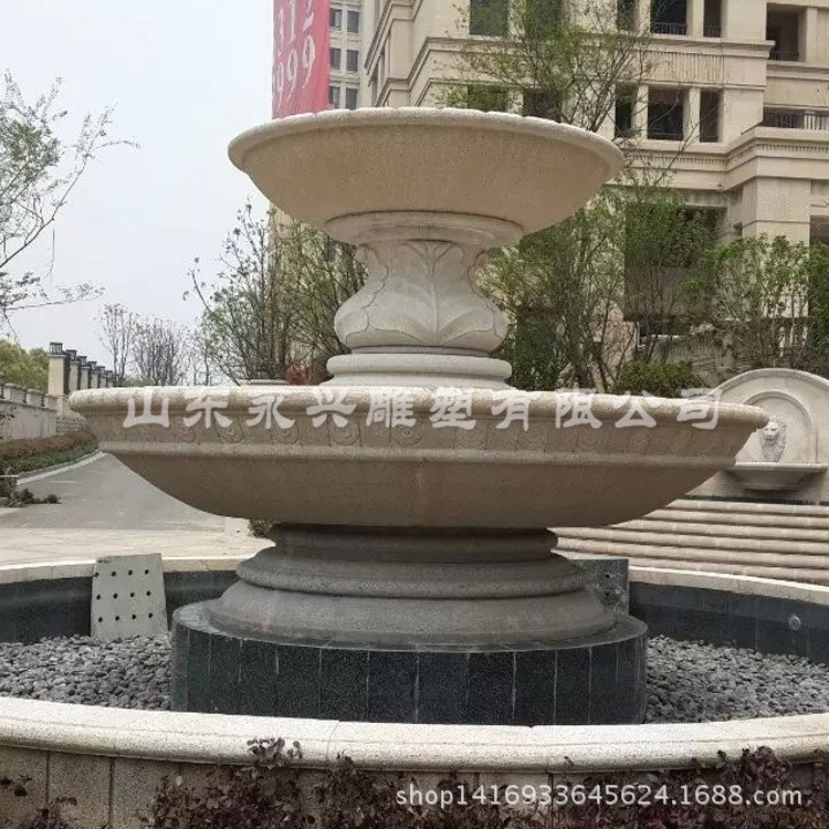 廠家直銷 金典雕塑小品噴泉 黃金麻花缽 黃銹石花盆水景園林工程