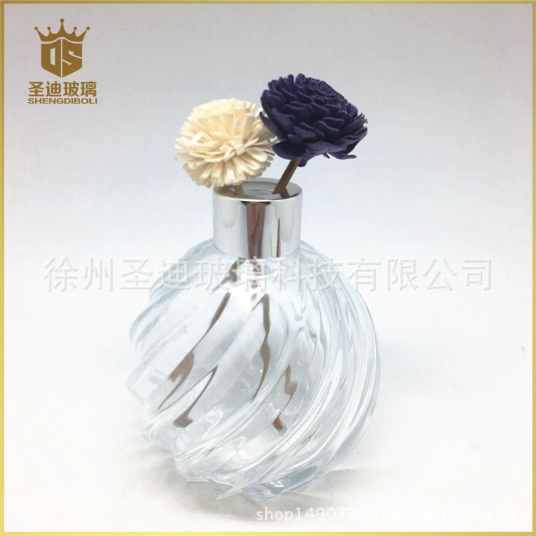 廠家直銷高白料新款250ml菠蘿斜紋款香薰瓶 透明玻璃酒瓶