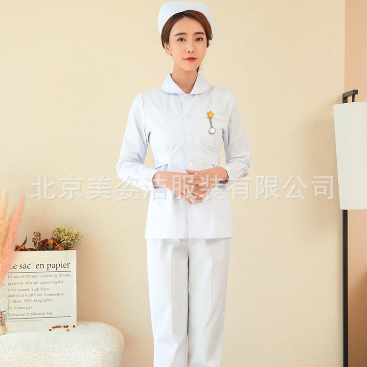 夏天薄款护士服长袖医院美容院纹绣师工作服分体两件套装制服批发