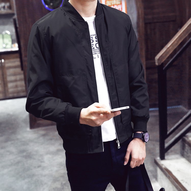 夾克男青年春季薄款外套韓版休閑大碼褂子男裝修身立領(lǐng)棒球服潮流