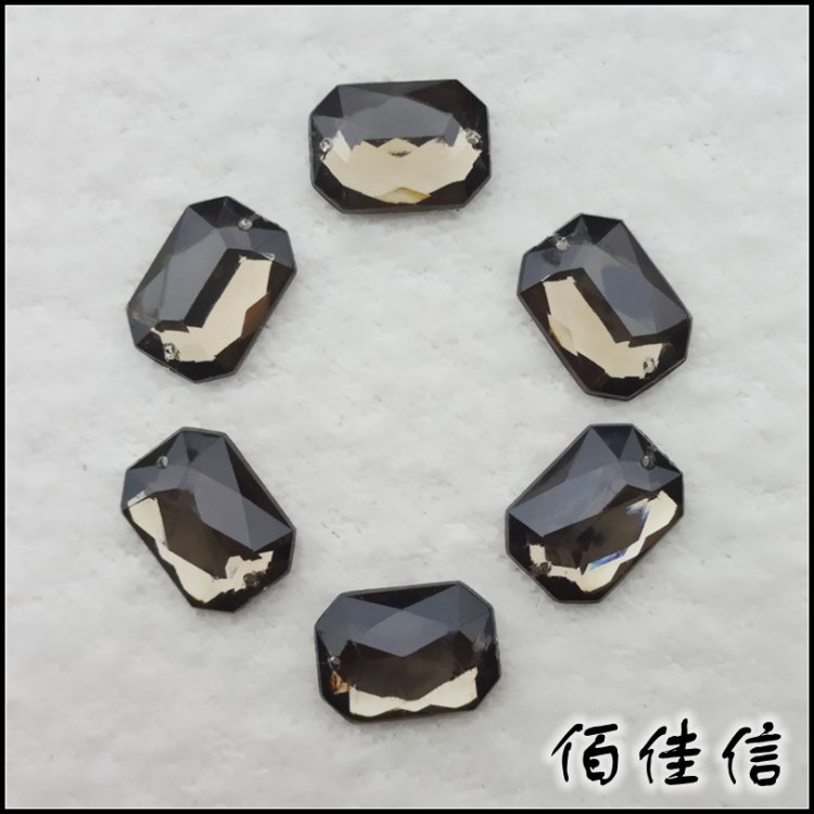 長(zhǎng)八角尖面雙孔臺(tái)灣手縫壓克力A鉆 diy飾品