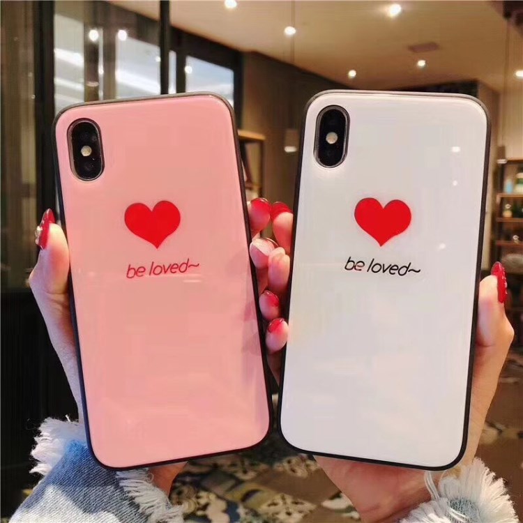 爆款蘋果7plus玻璃殼be loved愛心軟邊防摔保護(hù)套iphonex一件代發(fā)