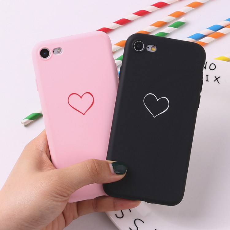 情侶款愛心iPhone7/8plus手機軟殼彩色蘋果6S保護套5SE全包X彩繪