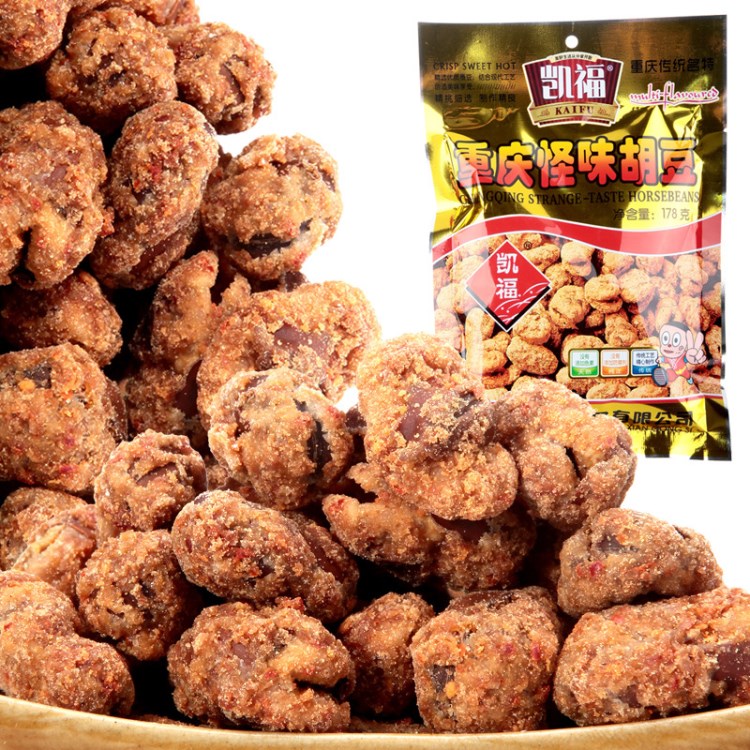 批發(fā) 重慶特產(chǎn)零食凱福178g*60袋重慶怪味胡豆麻辣蠶豆蘭花豆