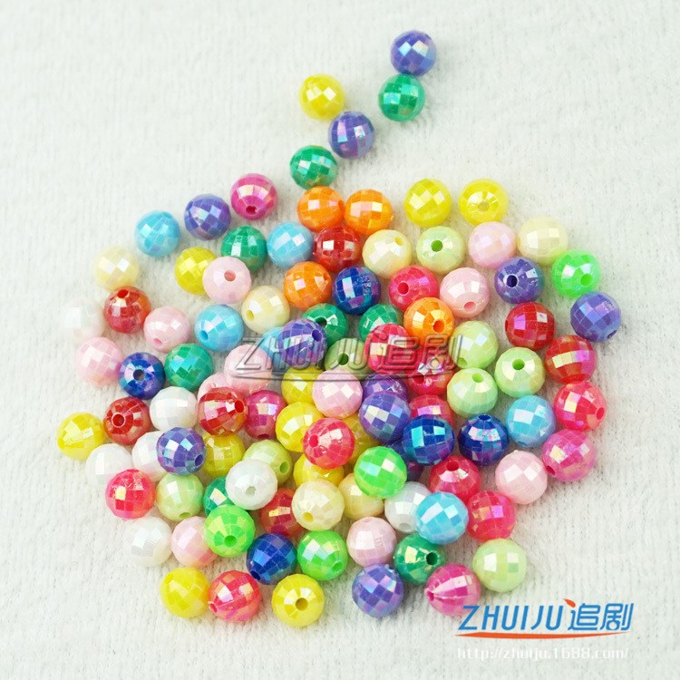 義烏專批6/8/10/12/14MM地球AB彩珠兒童DIY串珠材料承接電鍍七彩