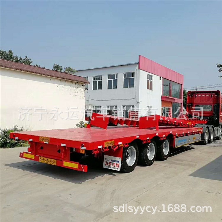 17.5米低平板半掛車 13.75米平板半掛車價格 3米等寬平板運輸車