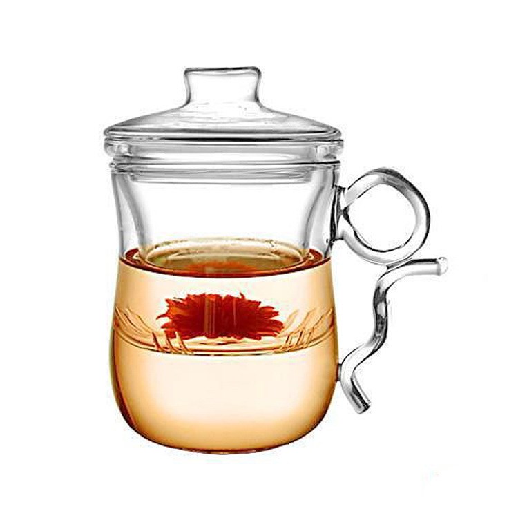 供應彎把創意泡茶杯 三件套裝茶具 花茶杯過濾帶蓋水杯