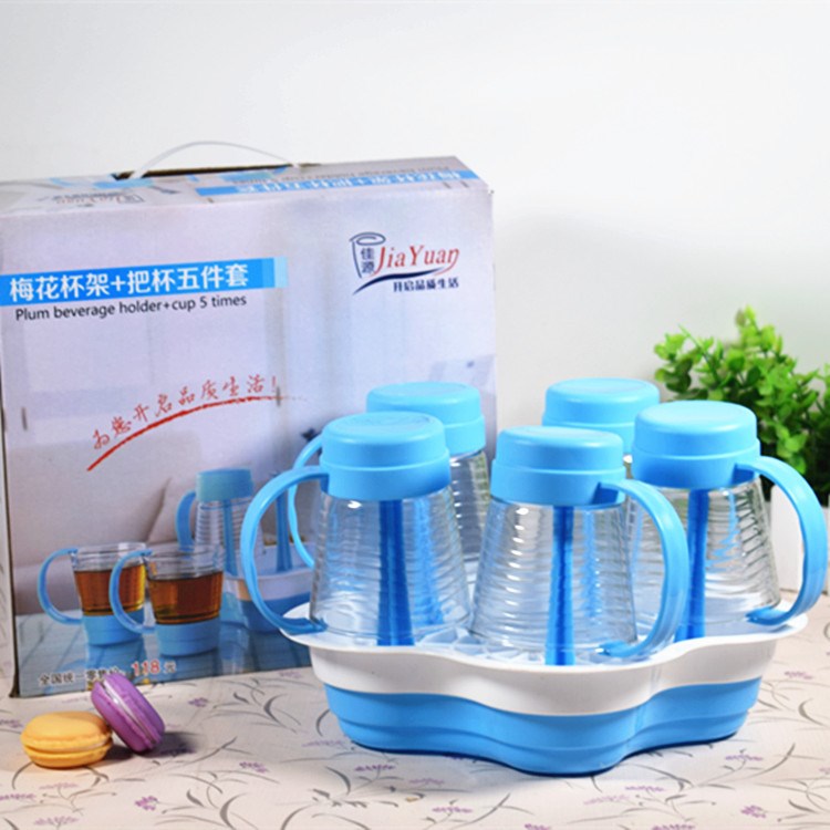 廠家直銷廣告禮品杯玻璃水杯五件水具套裝創意茶杯贈品定制