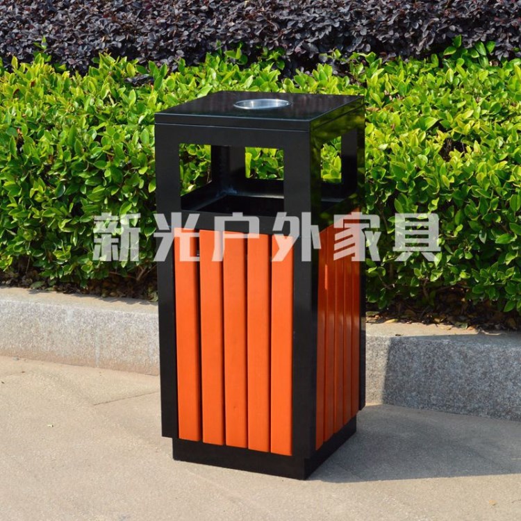 戶外方形帶煙灰盒單桶果皮箱 街道垃圾箱