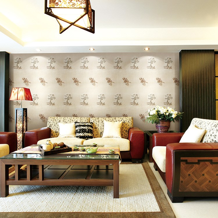 批發工程廠家墻紙 無縫刺繡組合型出口墻布 透氣吸音手感好墻紙
