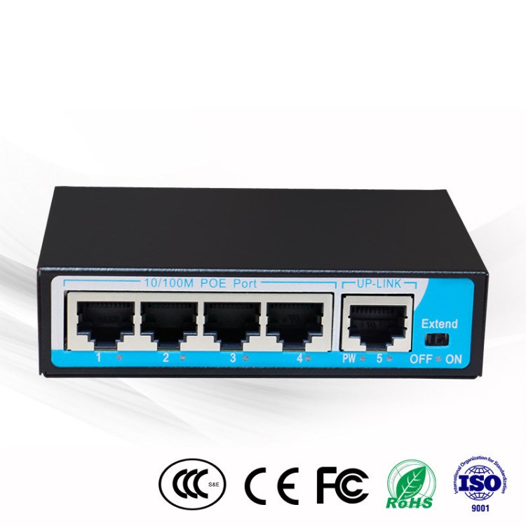 poe交换机标准5口48v网络工业交换机百兆交换机250米网络摄像头