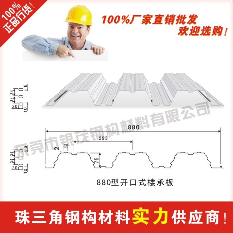 超好評！880型開口樓承板組合樓板開口壓型鋼板樓層板 ！