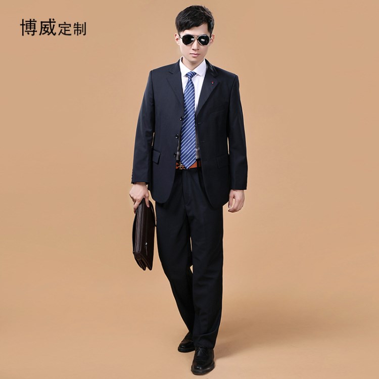 2018新款休閑西服套裝中年男式韓版黑色職業(yè)裝廠家定做一件代發(fā)