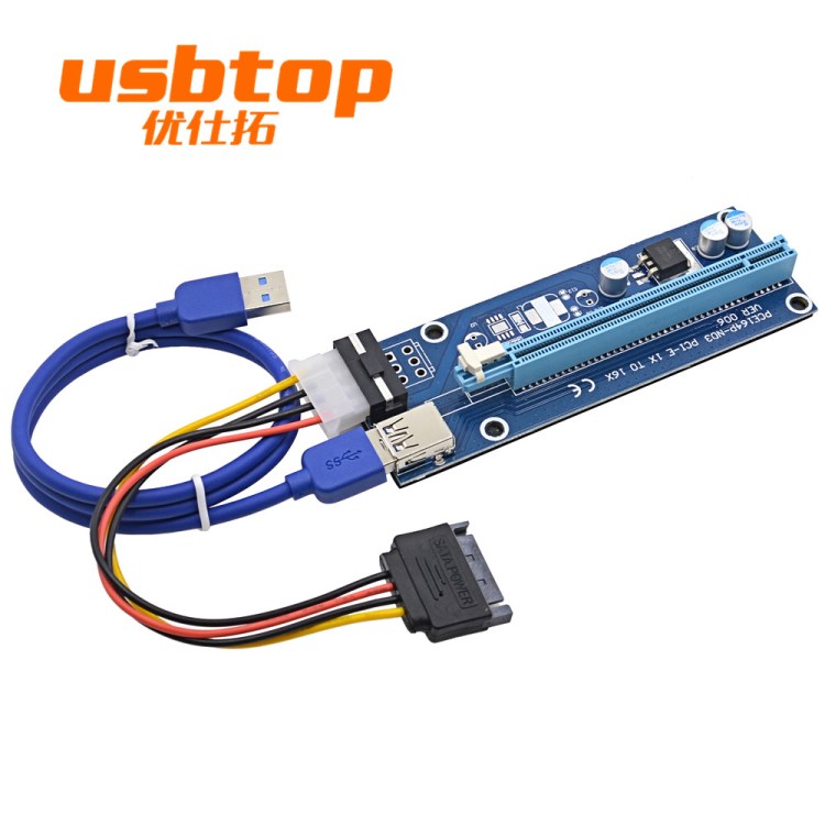 1X轉(zhuǎn)16X顯卡轉(zhuǎn)接線6PIN USB3.0 PCI-E挖礦線006轉(zhuǎn)接卡延長(zhǎng)線