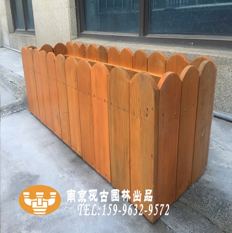 南京防腐木 花園木花箱組合椅  圓形花箱防腐木花車花箱