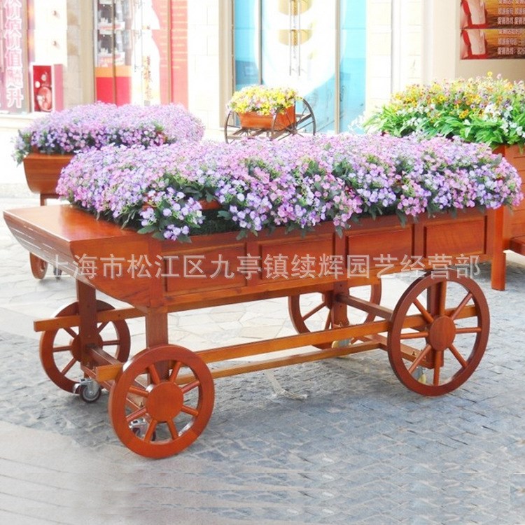 防腐木花车 公园景区街道木质花车 实木四轮花车品质批发