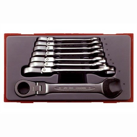 TENGTOOOLS瑞典天魔工具	TT6508RF 8支組 活動頭棘輪扳手組