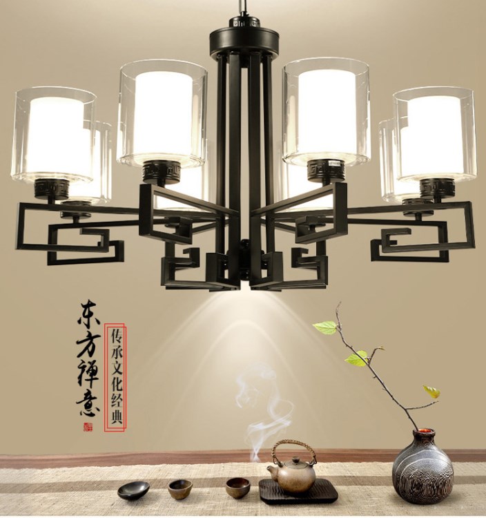 新中式吊燈客廳簡約餐廳燈創意臥室燈中國風現代復古個性鐵藝燈具