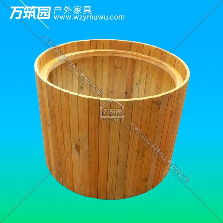 廠家批發(fā)供應(yīng)圓形木花箱戶外防腐移動(dòng)圓桶木花桶實(shí)木花箱定制