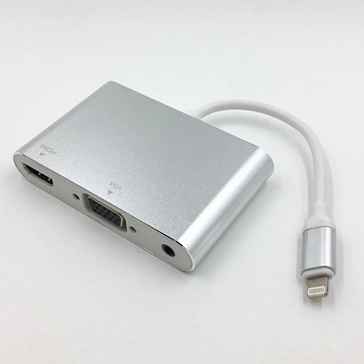 Lightning to HDMI+VGA+音頻 HUB轉換器 手機轉HDMI+VGA+AUDIO