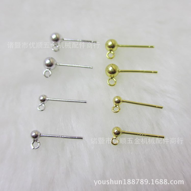 珍珠飾品配件    銀耳環(huán)球針金色銀色2.5mm4mm球球耳針diy手工