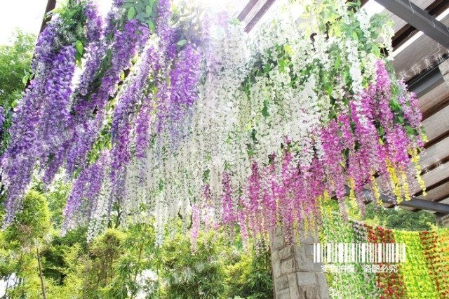 仿真花紫羅蘭花枝特仿真紫藤花串豆花掛豆瓣絹花仿真藤條批發(fā)