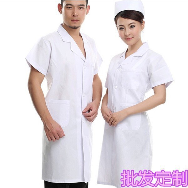 廠家定做護士服白色西服領 男女半袖醫(yī)師服短袖白大褂/實驗服