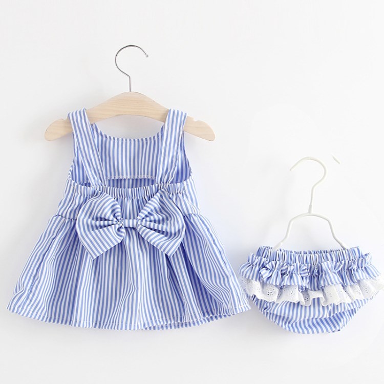 2018夏款女童棉條紋背心裙屁屁褲兩件套裝嬰兒韓版服裝一件代發(fā)