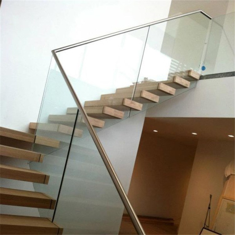 樓梯廠家出口家裝時尚直梯油畫村實木踏步懸浮樓梯