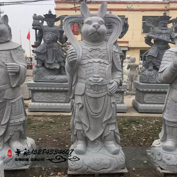 供應墓地十二生肖守護獸花崗巖動物石雕站立神獸仿古雕塑石獸擺件