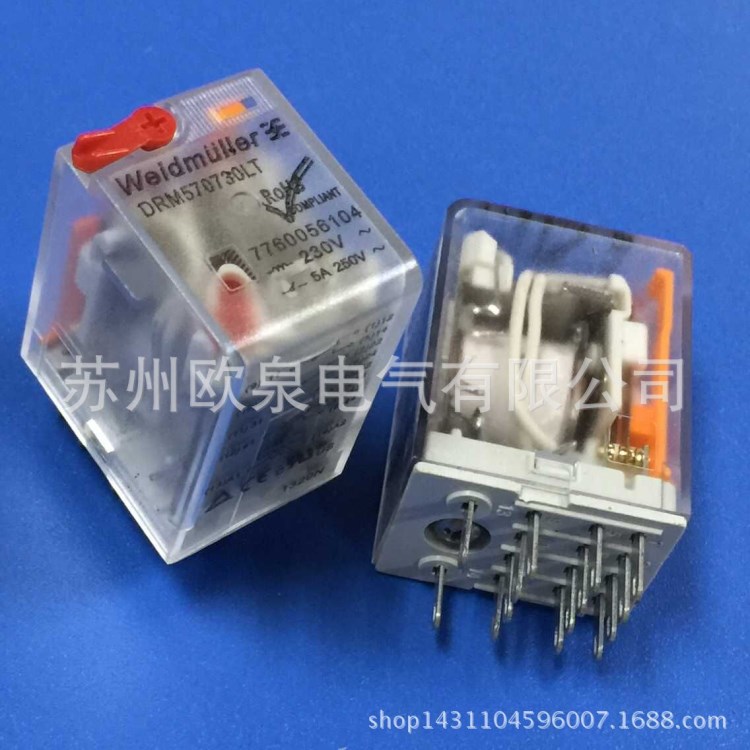 魏德米勒繼電器 DRM570730LT 4轉換AC220V 帶指示燈帶測試按鈕