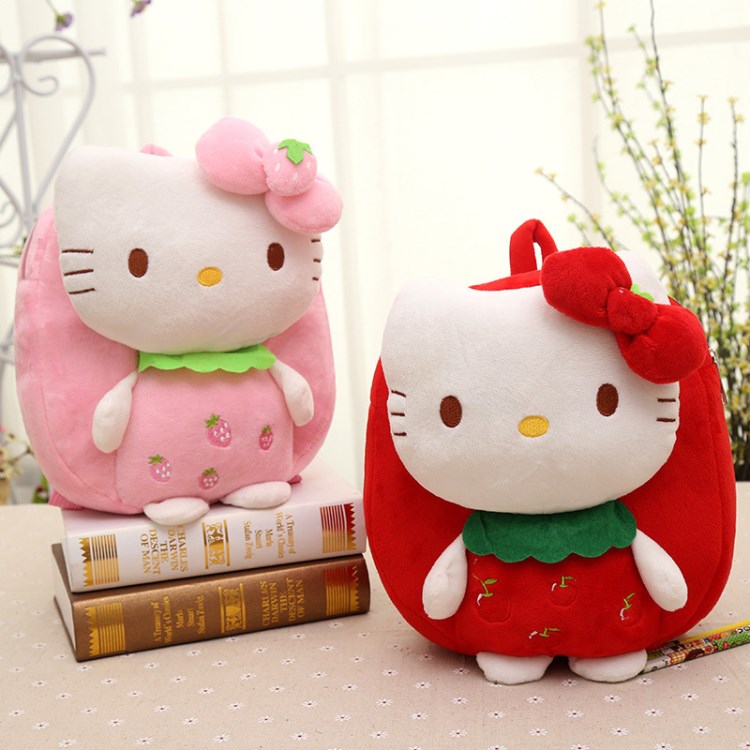 可愛水果hello kitty凱蒂貓KT幼兒園兒童書包毛絨公仔雙肩背包