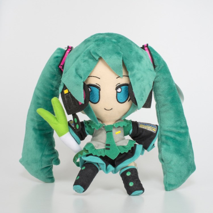 初音未來動漫毛絨公仔玩具定制粉色冬裝變身小熊站姿拿蔥靜音鏡音