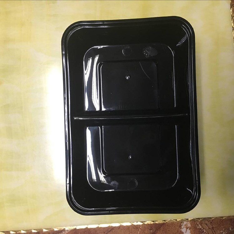 微波爐加熱pp長方形快餐盒 500ml分格飯盒 一次性兩格打包外賣盒