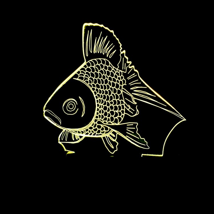 小金魚彩色3D創(chuàng)意小臺燈 LED臺燈床頭燈 亞克力雕刻立體3D小夜燈