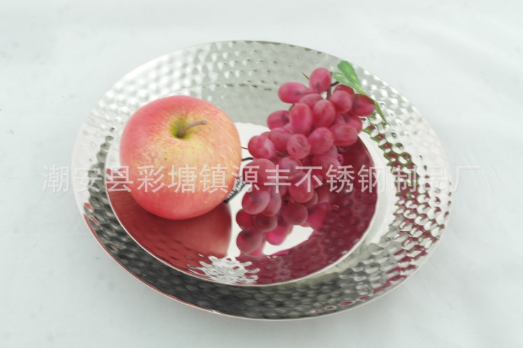 卡迪加不銹鋼果盤零食盤無磁打點盤圓盤廠家直銷