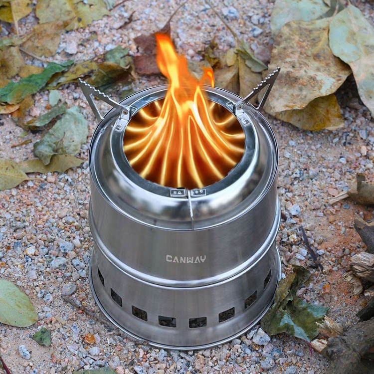 canway不锈钢户外柴火炉 露营户外炊具 便携式迷你炉 野餐炉具
