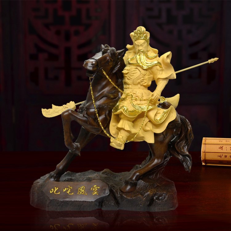 木紋樹脂工藝品 絨沙金關(guān)公武財神擺件客廳公司前臺辦公面禮品
