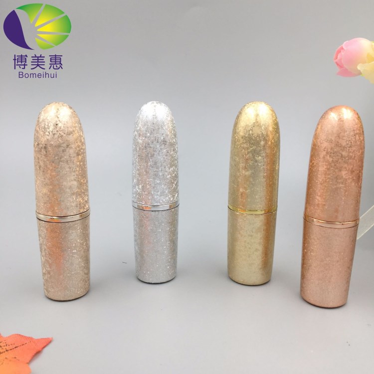 爆款新品 子彈頭形口紅管 冰裂圣誕圓形3g口紅管 彩妝化妝品包材