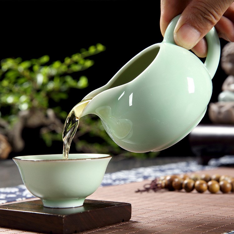 青瓷茶具公道杯茶海茶道配件分茶器