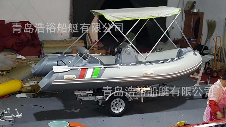 開拓Canto 玻璃鋼充氣艇RIB390C釣魚艇總長4米豪華私家游艇沖鋒舟