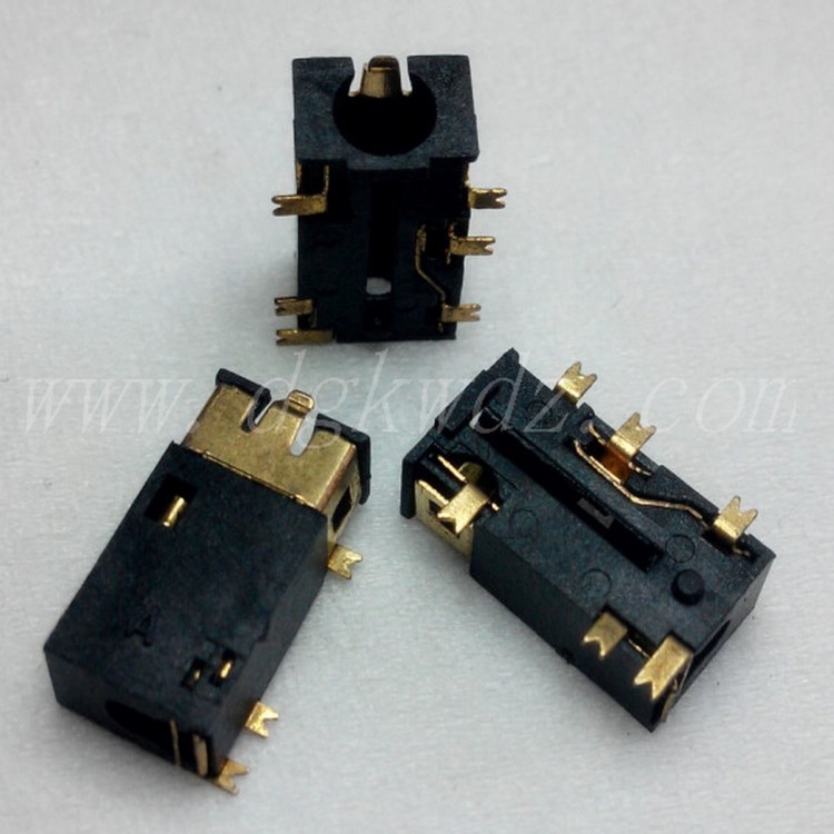 無頭插口帶彈片3.5耳機插座PJ-342C6腳貼片底部帶槽3.5音頻插座