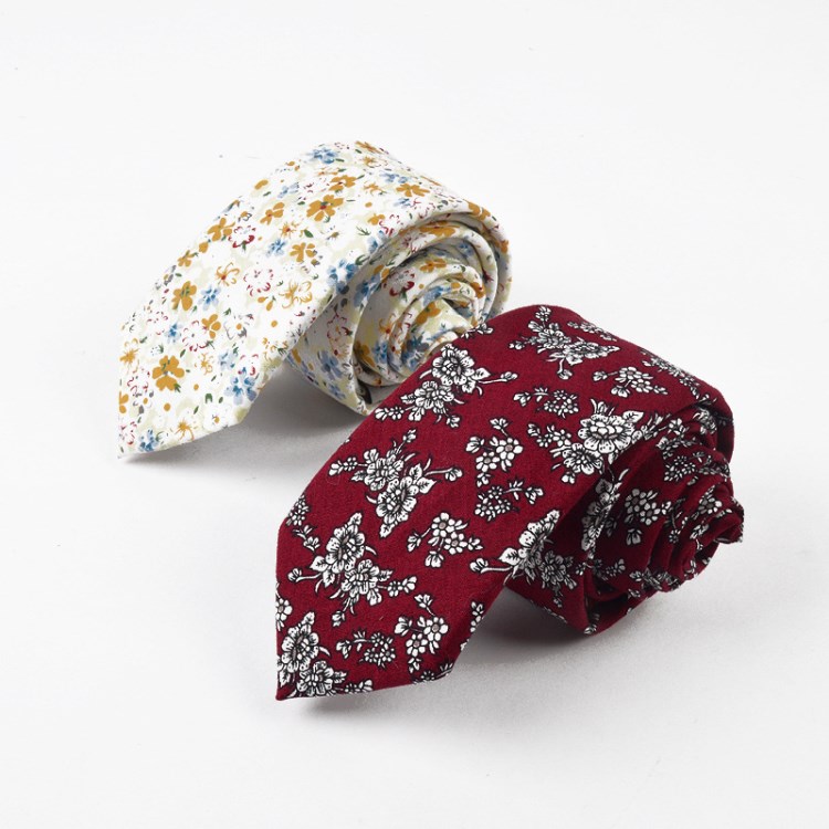 廠家定制直銷 時尚印花棉領帶韓版窄款6cm休閑小領帶新郎伴郎領帶