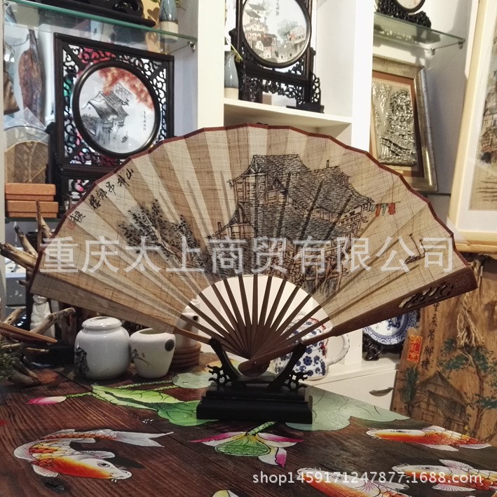 重慶贈(zèng)送外賓外國(guó)客人地方特色工藝品榮昌夏布折扇兩種非遺紀(jì)念品