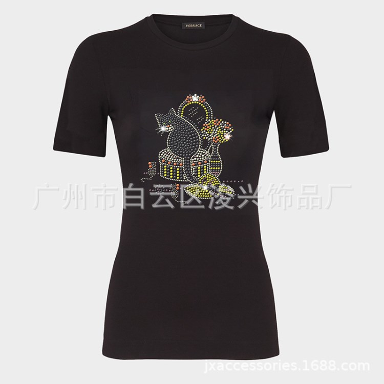 廠家直銷仿奧鉆卡通t恤燙鉆燙圖定制包燙服裝熱轉(zhuǎn)印環(huán)保燙鉆加工