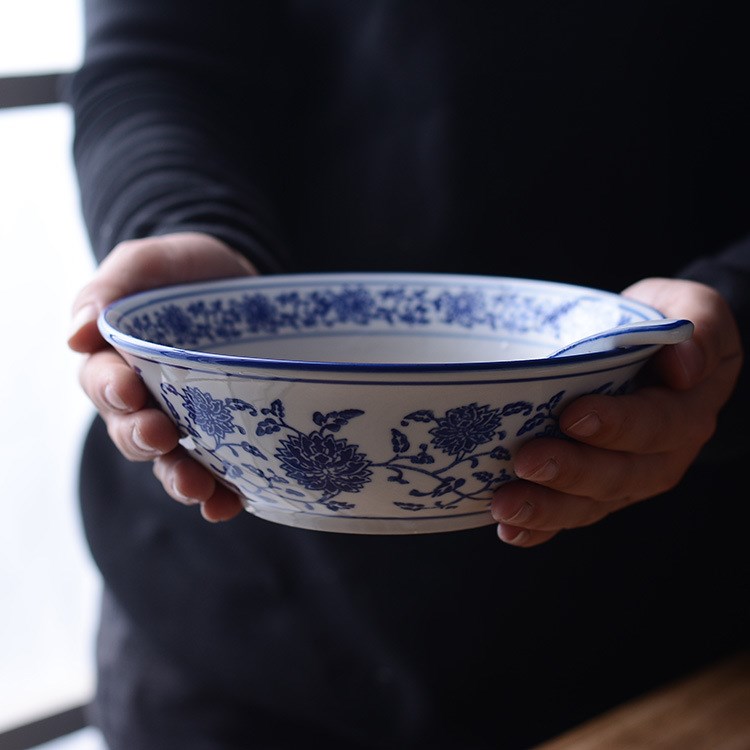 青花瓷缠枝莲正德碗陶瓷仿古碗日用餐具大碗汤碗特色餐饮酒店批发