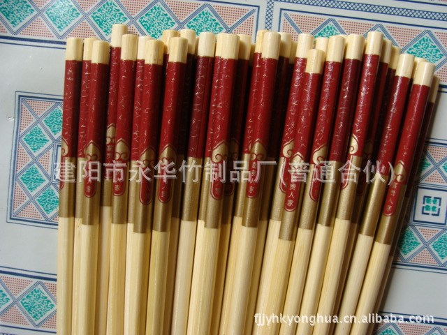 廠家直銷本色酒店筷子藝術富貴印花出口日韓定制批發中式竹制餐具