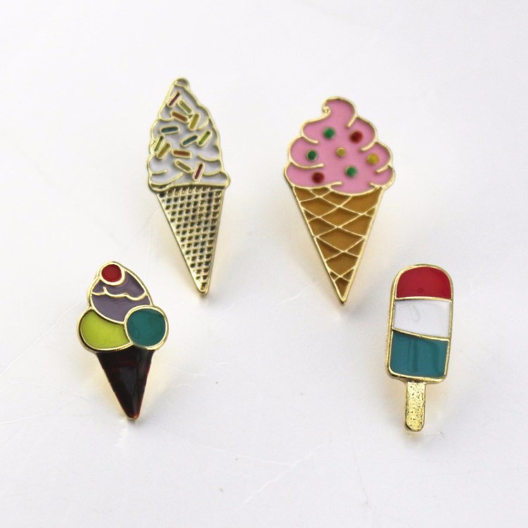 青島飾品廠家直銷 彩色滴釉 冰淇淋 雪糕 女孩琺瑯胸針 徽章 別針