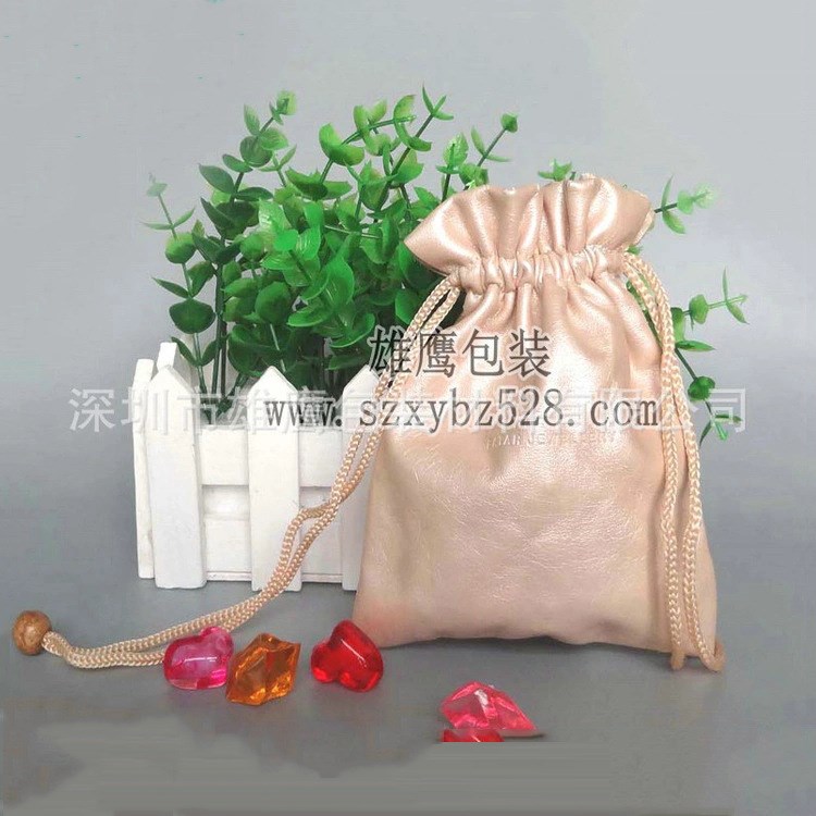 廠家供應 珠寶首飾飾品皮革袋 pu小皮革束口袋 人造皮革袋
